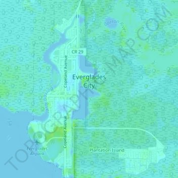 Топографическая карта Everglades City, высота, рельеф