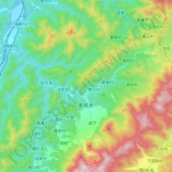 Топографическая карта 家朋乡, высота, рельеф