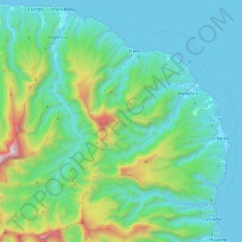 Топографическая карта Hitiaʻa ʻo te Rā, высота, рельеф