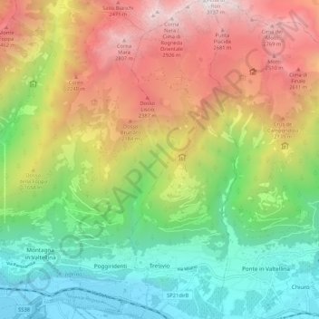 Топографическая карта Tresivio, высота, рельеф