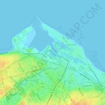 Топографическая карта Leith Harbour & Newhaven, высота, рельеф