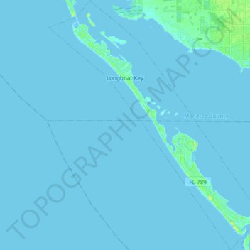 Топографическая карта Longboat Key, высота, рельеф