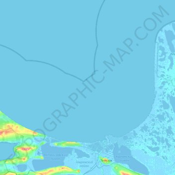 Топографическая карта Темрюкский залив, высота, рельеф
