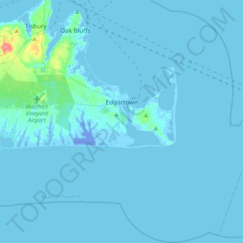 Топографическая карта Edgartown, высота, рельеф