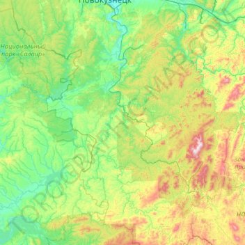 Топографическая карта Кондома, высота, рельеф