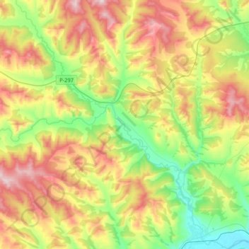 Топографическая карта Урульга, высота, рельеф