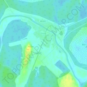 Топографическая карта Оскуй, высота, рельеф
