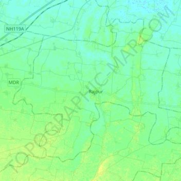Топографическая карта Rajpur, высота, рельеф