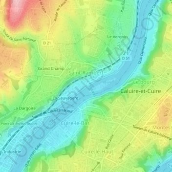 Топографическая карта Saint-Rambert, высота, рельеф