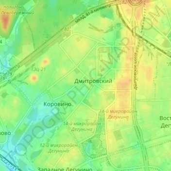 Топографическая карта Дмитровский район, высота, рельеф
