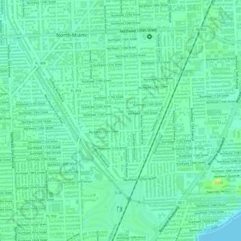 Топографическая карта Biscayne Park, высота, рельеф