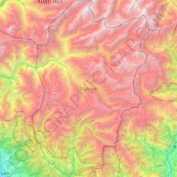 Топографическая карта Multhan, высота, рельеф