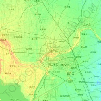 Топографическая карта 淮阴区, высота, рельеф