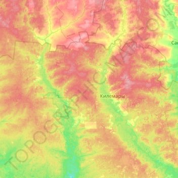 Топографическая карта городское поселение Килемары, высота, рельеф