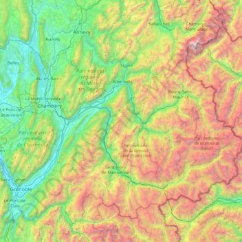 Топографическая карта Savoie, высота, рельеф
