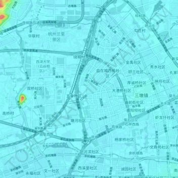 Топографическая карта 三墩镇, высота, рельеф