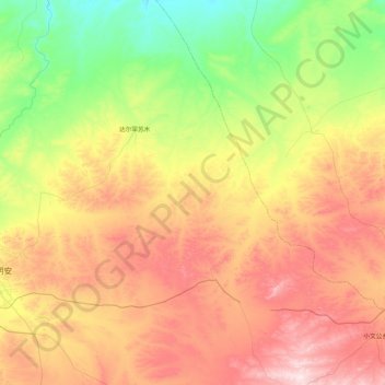 Топографическая карта 达尔罕苏木乡, высота, рельеф