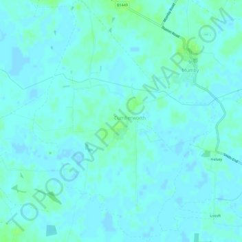 Топографическая карта Cumberworth, высота, рельеф