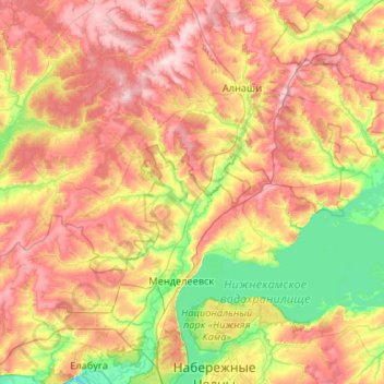Топографическая карта Тойма, высота, рельеф