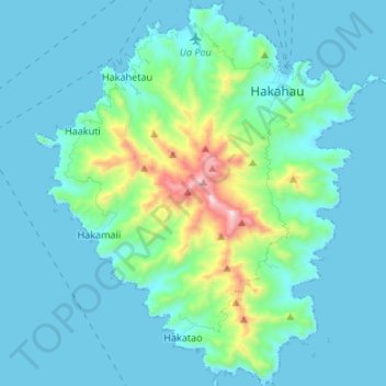 Топографическая карта Ua Pou, высота, рельеф