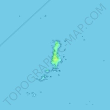 Топографическая карта Île de Bannec, высота, рельеф