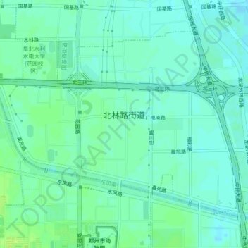 Топографическая карта 北林路街道, высота, рельеф