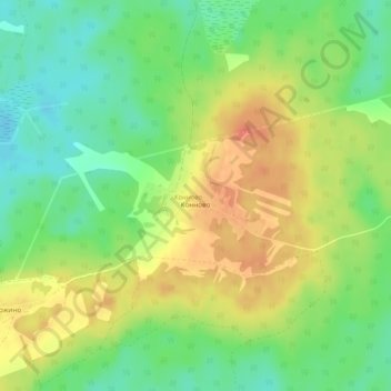Топографическая карта Конново, высота, рельеф