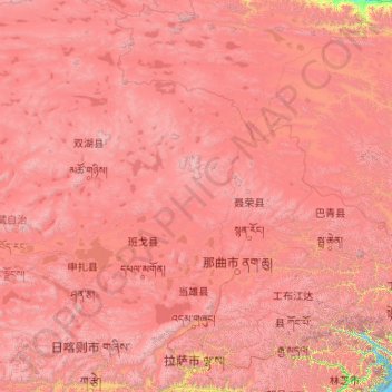 Топографическая карта Лхаса, высота, рельеф