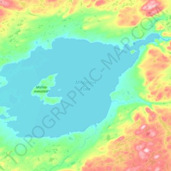 Топографическая карта Mistastin Lake, высота, рельеф