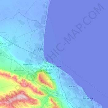 Топографическая карта Махачкала, высота, рельеф