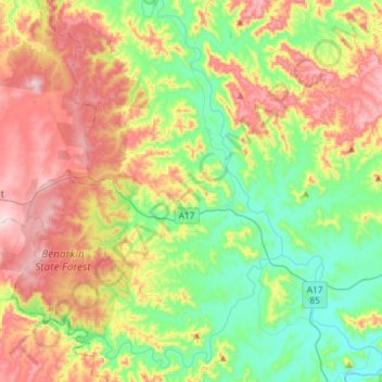 Топографическая карта Moore, высота, рельеф