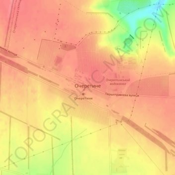 Топографическая карта Очеретино, высота, рельеф