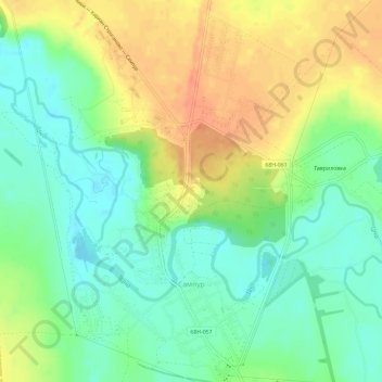 Топографическая карта Сампур, высота, рельеф