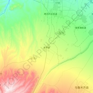 Топографическая карта 永丰镇, высота, рельеф