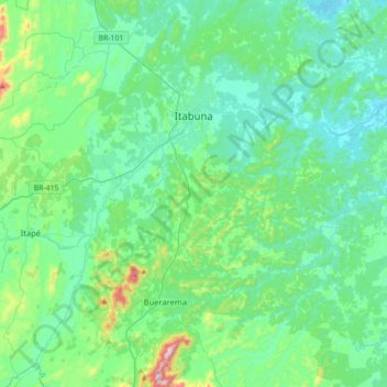 Топографическая карта Itabuna, высота, рельеф