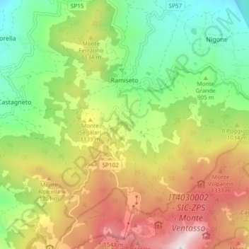 Топографическая карта Ramiseto, высота, рельеф