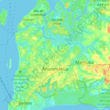 Топографическая карта Ananindeua, высота, рельеф