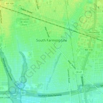 Топографическая карта South Farmingdale, высота, рельеф