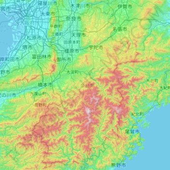 Топографическая карта Нара, высота, рельеф