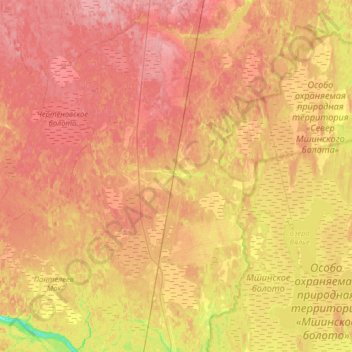 Топографическая карта Мшинское сельское поселение, высота, рельеф