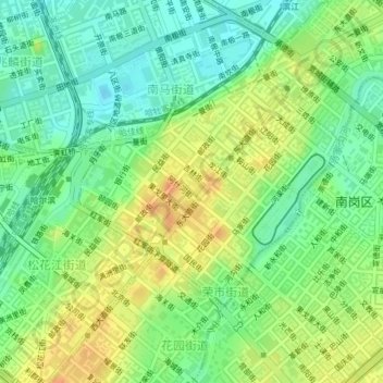 Топографическая карта 荣市街道, высота, рельеф