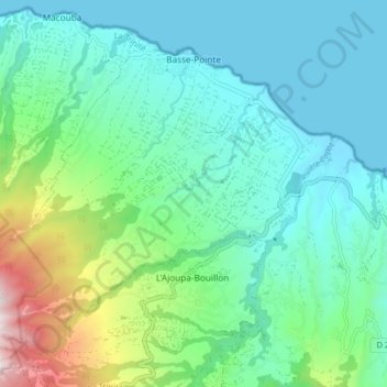 Топографическая карта Basse-Pointe, высота, рельеф