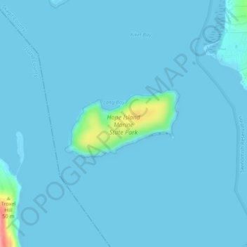 Топографическая карта Hope Island, высота, рельеф