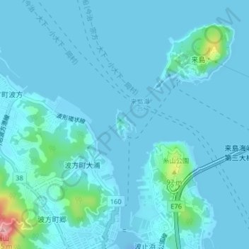 Топографическая карта 来島, высота, рельеф