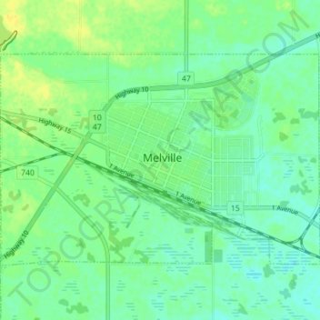 Топографическая карта Melville, высота, рельеф
