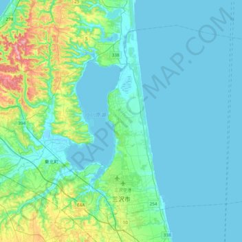 Топографическая карта 三澤市, высота, рельеф