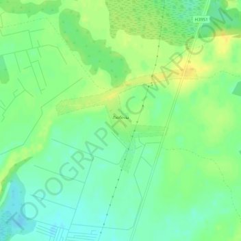 Топографическая карта Любичи, высота, рельеф