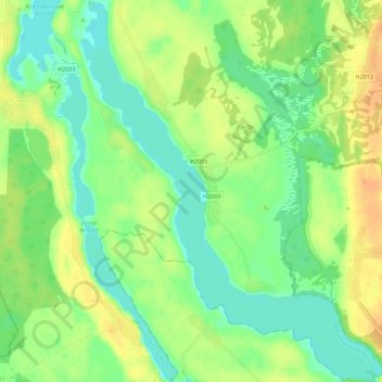 Топографическая карта озеро Соро, высота, рельеф