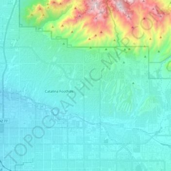 Топографическая карта Catalina Foothills, высота, рельеф