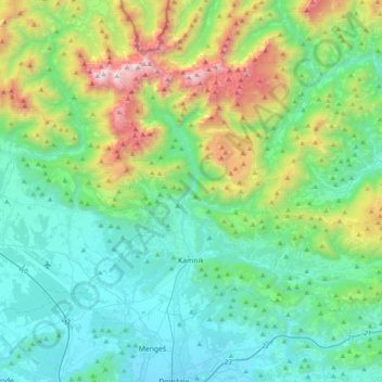Топографическая карта Камник, высота, рельеф
